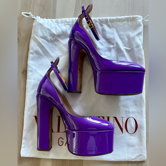 VALENTINO GARAVANI TAN-GO 155mm PLATFORM PUMPS SZ 36 PURPLE - Picture 5 of 9